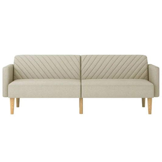 Barka 3 Seat Beige Velvet Sofa Bed
