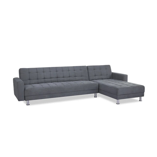 Patience 4 Seat Grey Velvet Reversible Chaise Clic Clac Sofa Bed