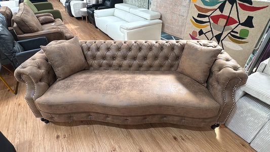Morgan 3 Seat Brown Suede Chesterfield Sofa