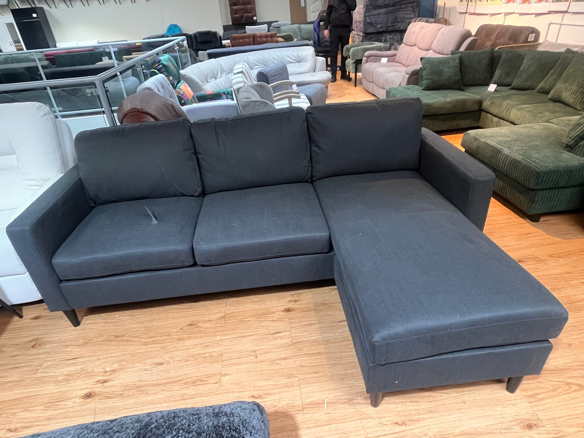 Vanessa 3 Seat Grey Linen Sofa with Adjustable Chaise