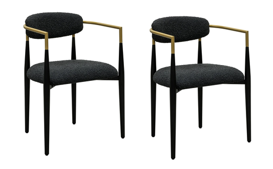 Gwen Pair of Black Boucle Dining Chairs