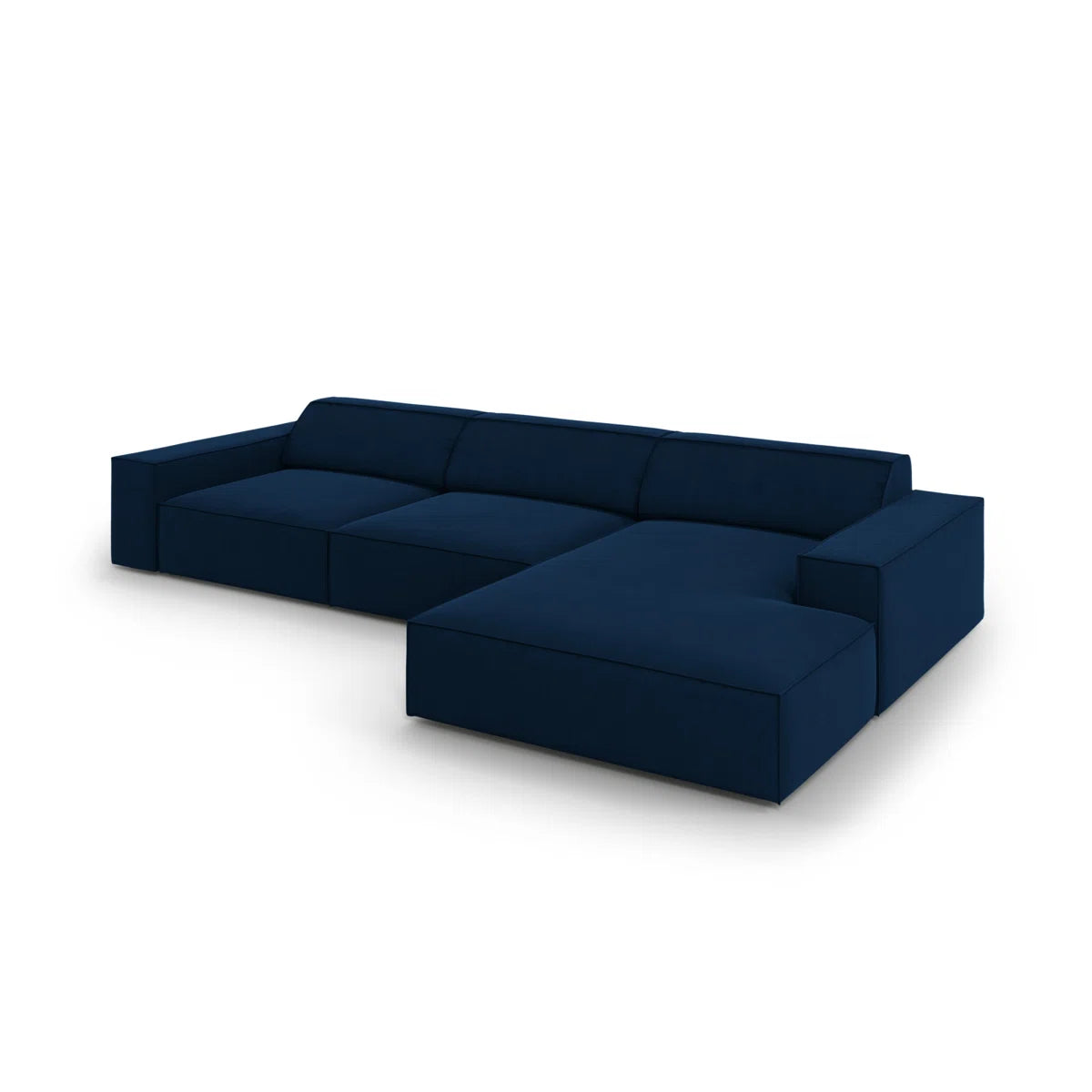 Josie Soft Velour Navy Modern Low Back Corner Sofa