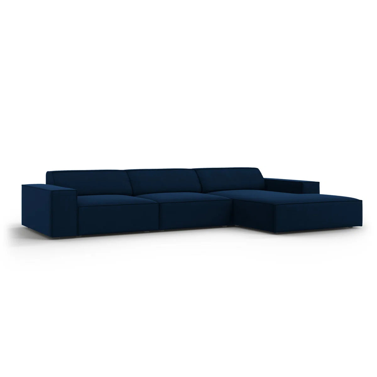 Josie Soft Velour Navy Modern Low Back Corner Sofa