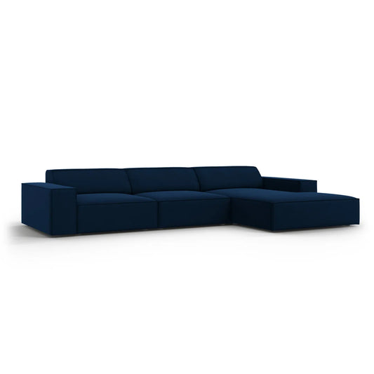 Josie Soft Velour Navy Modern Low Back Corner Sofa