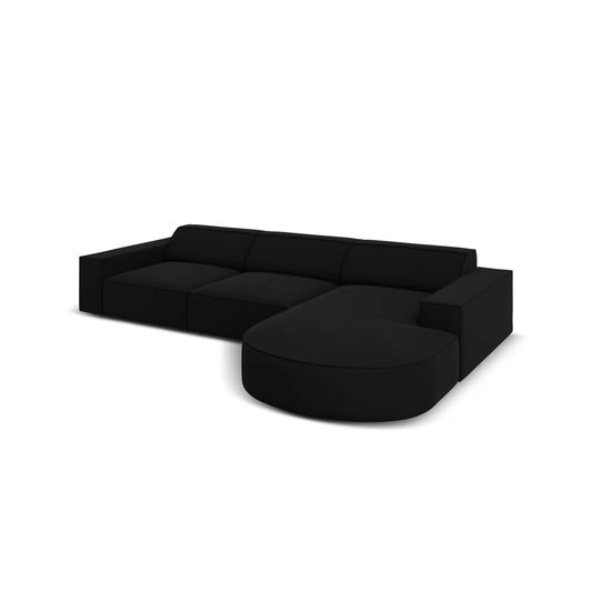 Josie Soft Velour Black Modern Low Back Corner Sofa