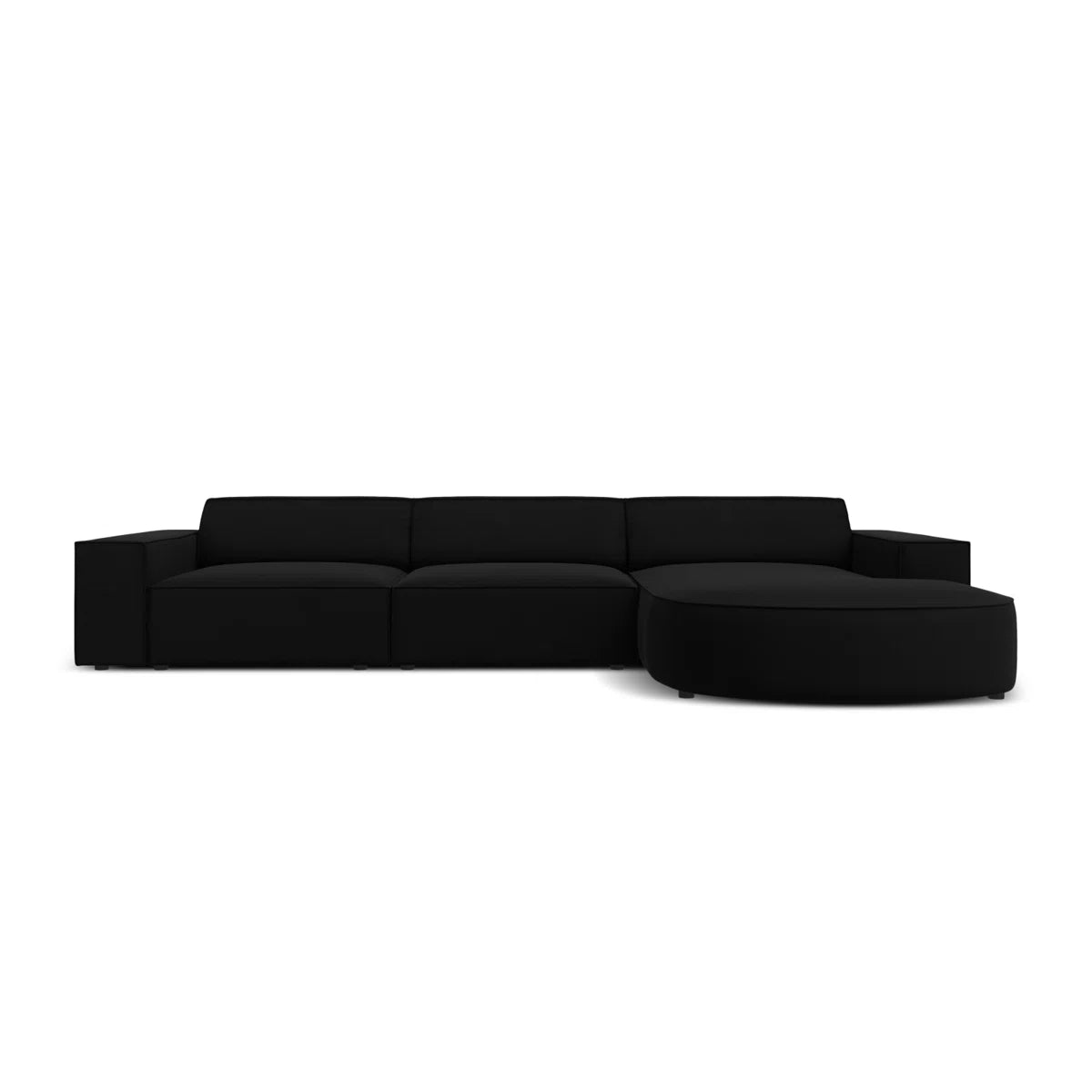 Josie Soft Velour Black Modern Low Back Corner Sofa