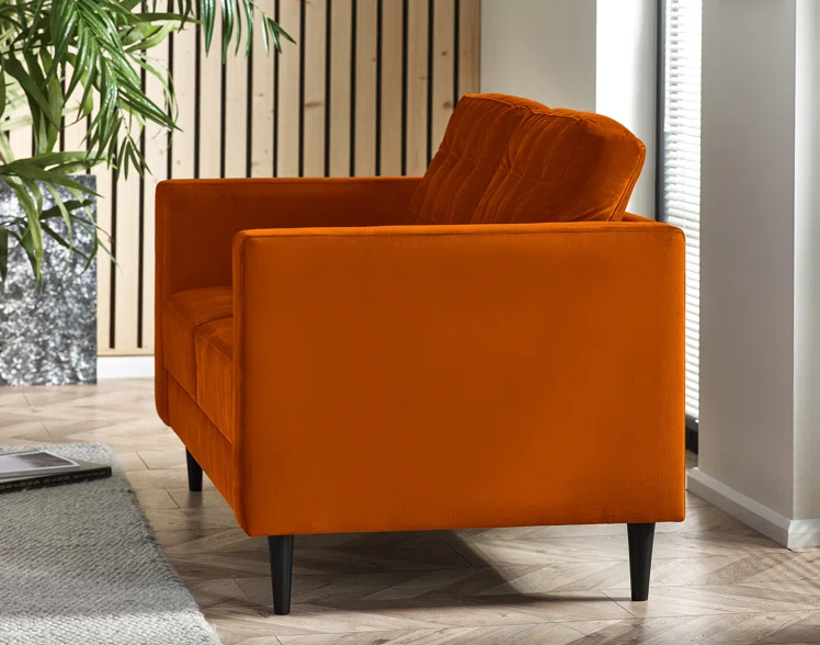 Josie 2 Seater Orange Velvet Retro Sofa