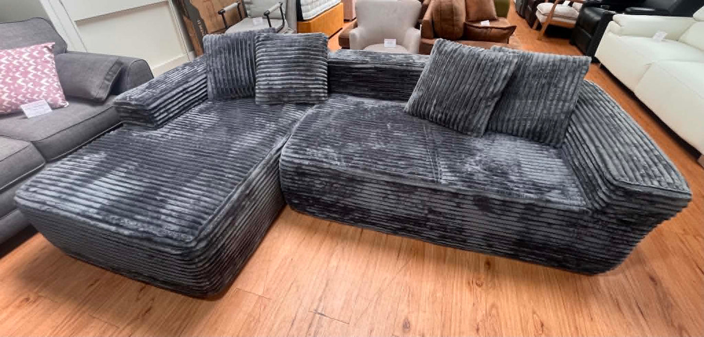 Merlin Grey Jumbo Cord Foam Corner Sofa