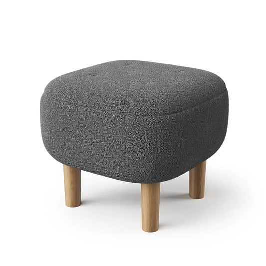 Kumar Grey Boucle Footstool