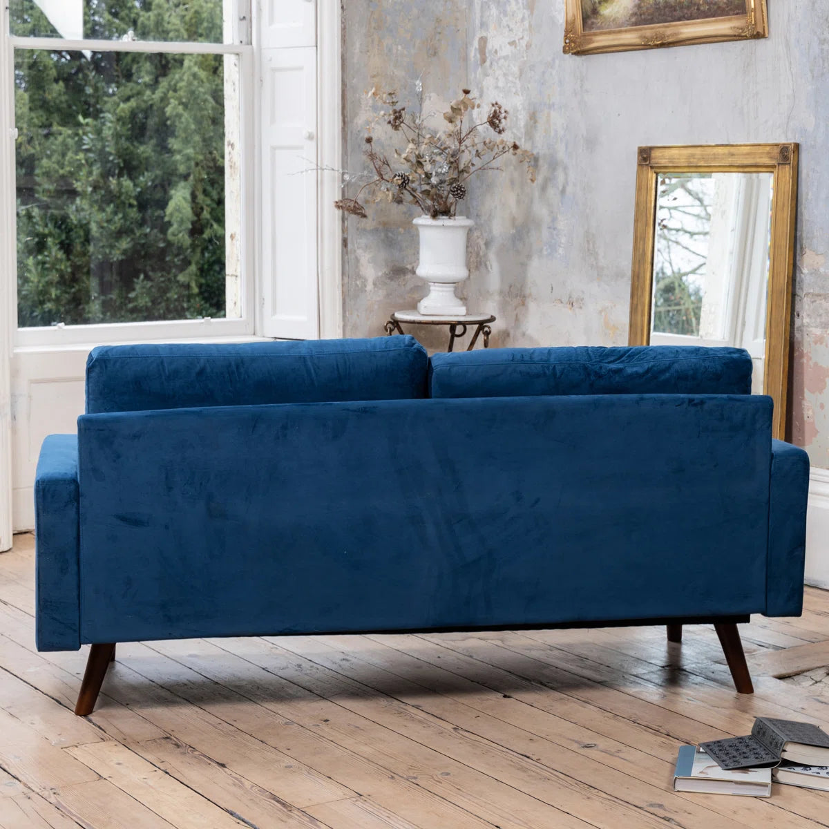Kaitlyn 3 Seater Blue Velvet Sofa