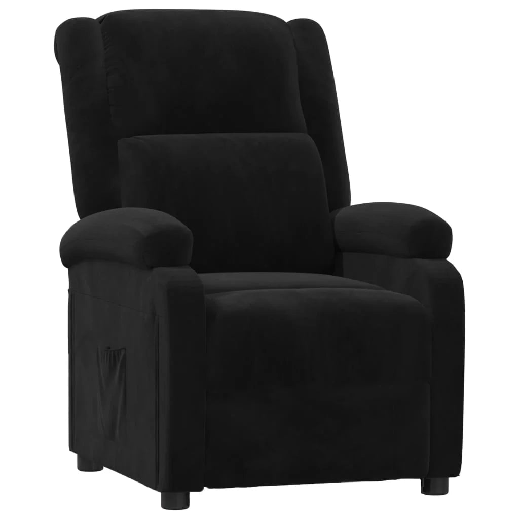 Katy Black Velvet Push Back Recliner