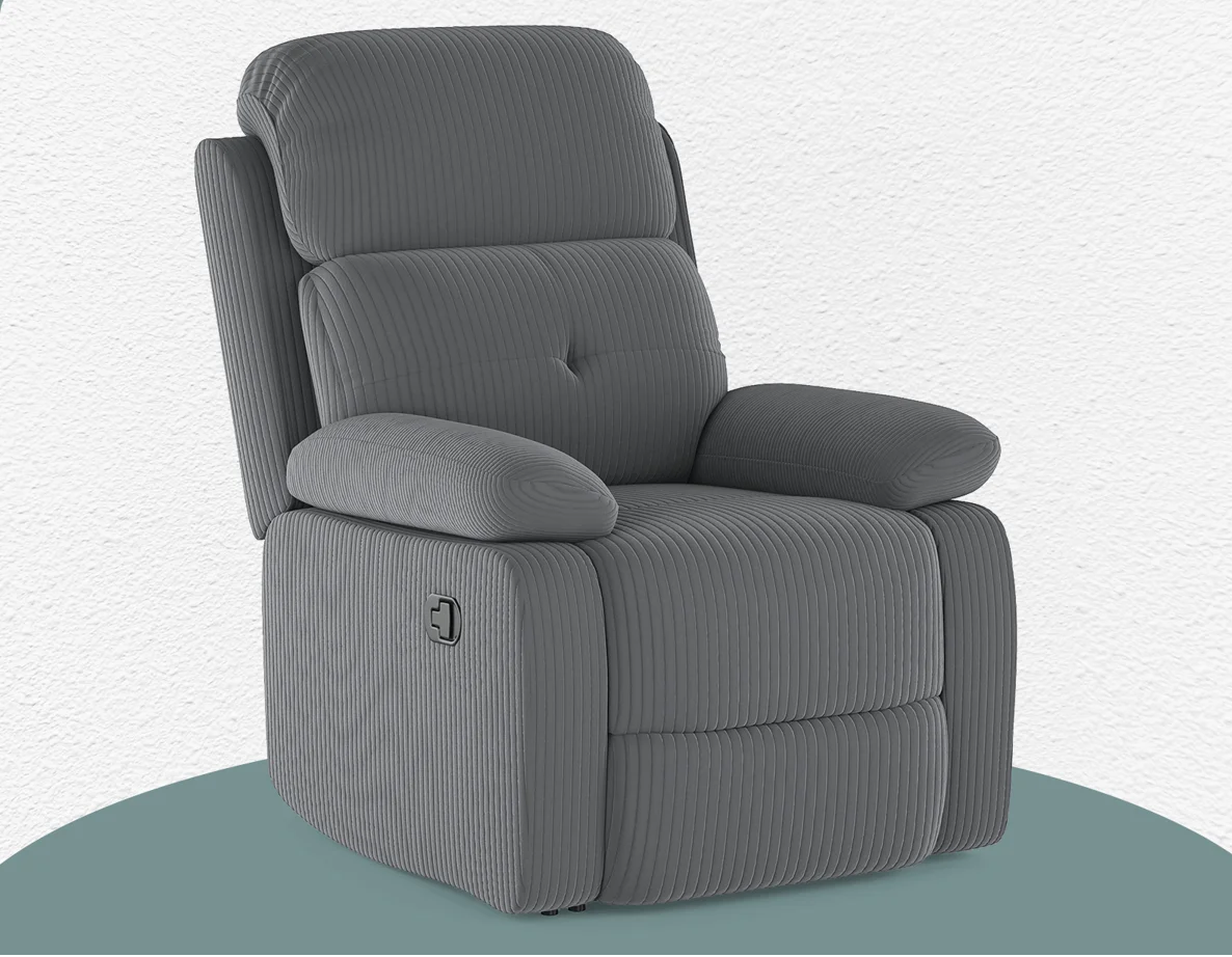 Katy Grey Jumbo Cord Manual Recliner