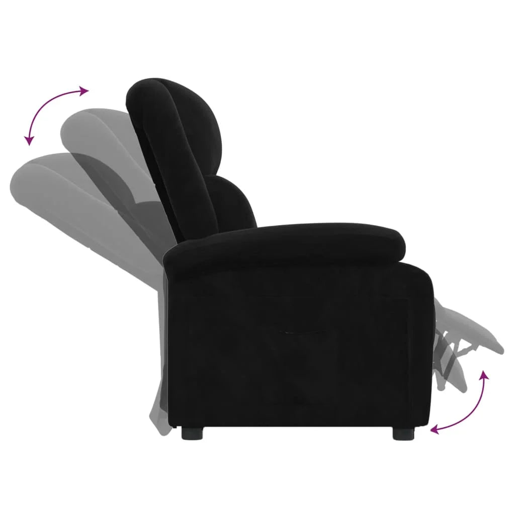 Katy Black Velvet Push Back Recliner