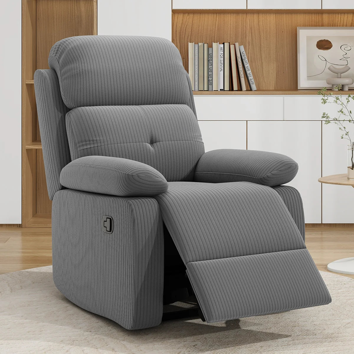 Katy Grey Jumbo Cord Manual Recliner