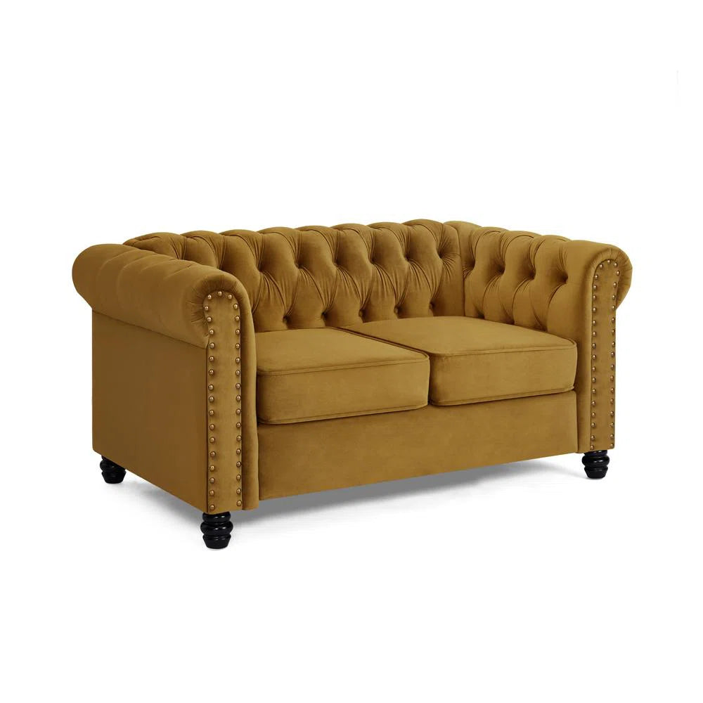 Pearce 2 Seater Mustard Velvet Chesterfield