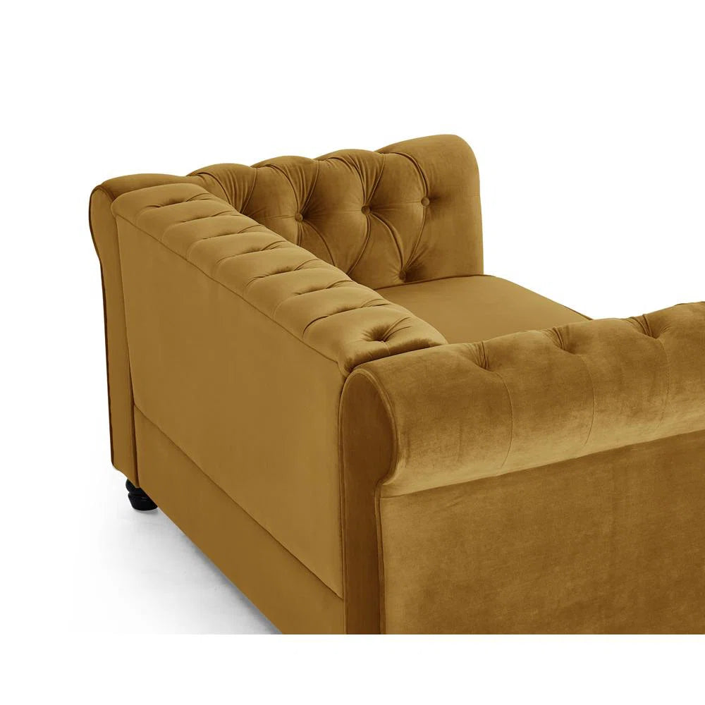 Pearce 2 Seater Mustard Velvet Chesterfield