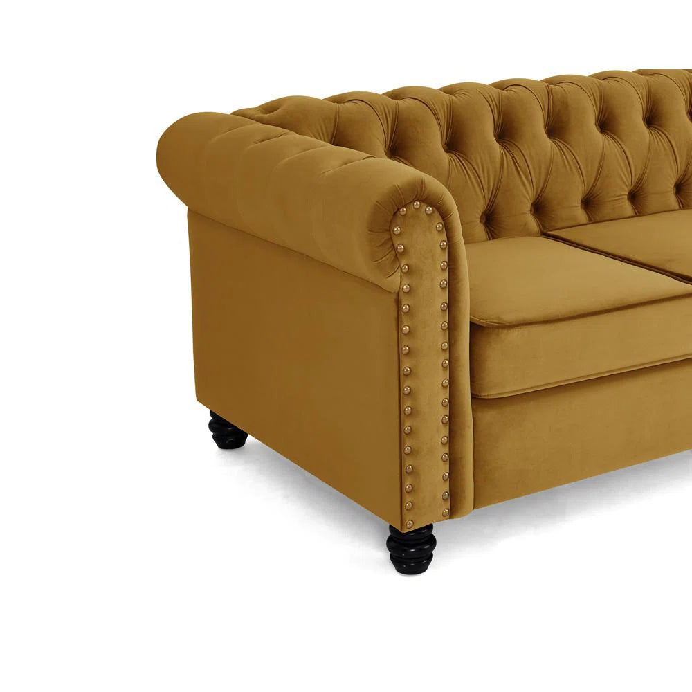 Pearce 2 Seater Mustard Velvet Chesterfield