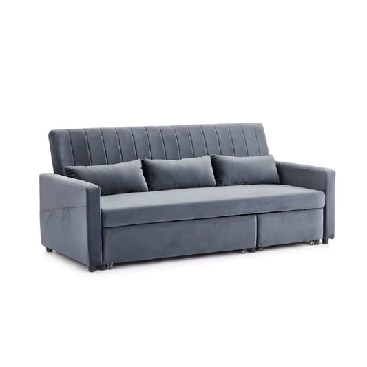 Sheena 3 Seat Grey Velvet Sofa Bed