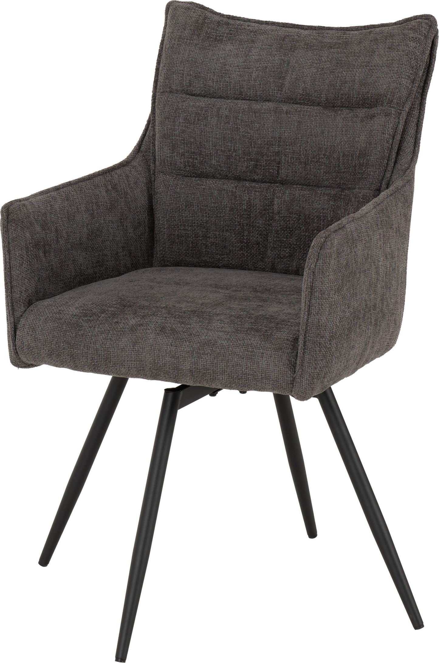 LEW Pair of Upholstered Fabric Carver Swivel Chairs