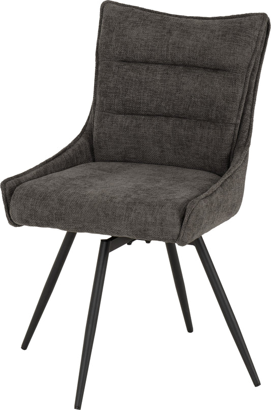 LEW Pair of Upholstered Fabric Swivel Chairs