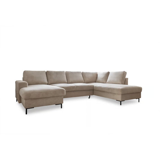 Lily 8 Seater Beige Left Hand Upholstered Corner Sofa Bed