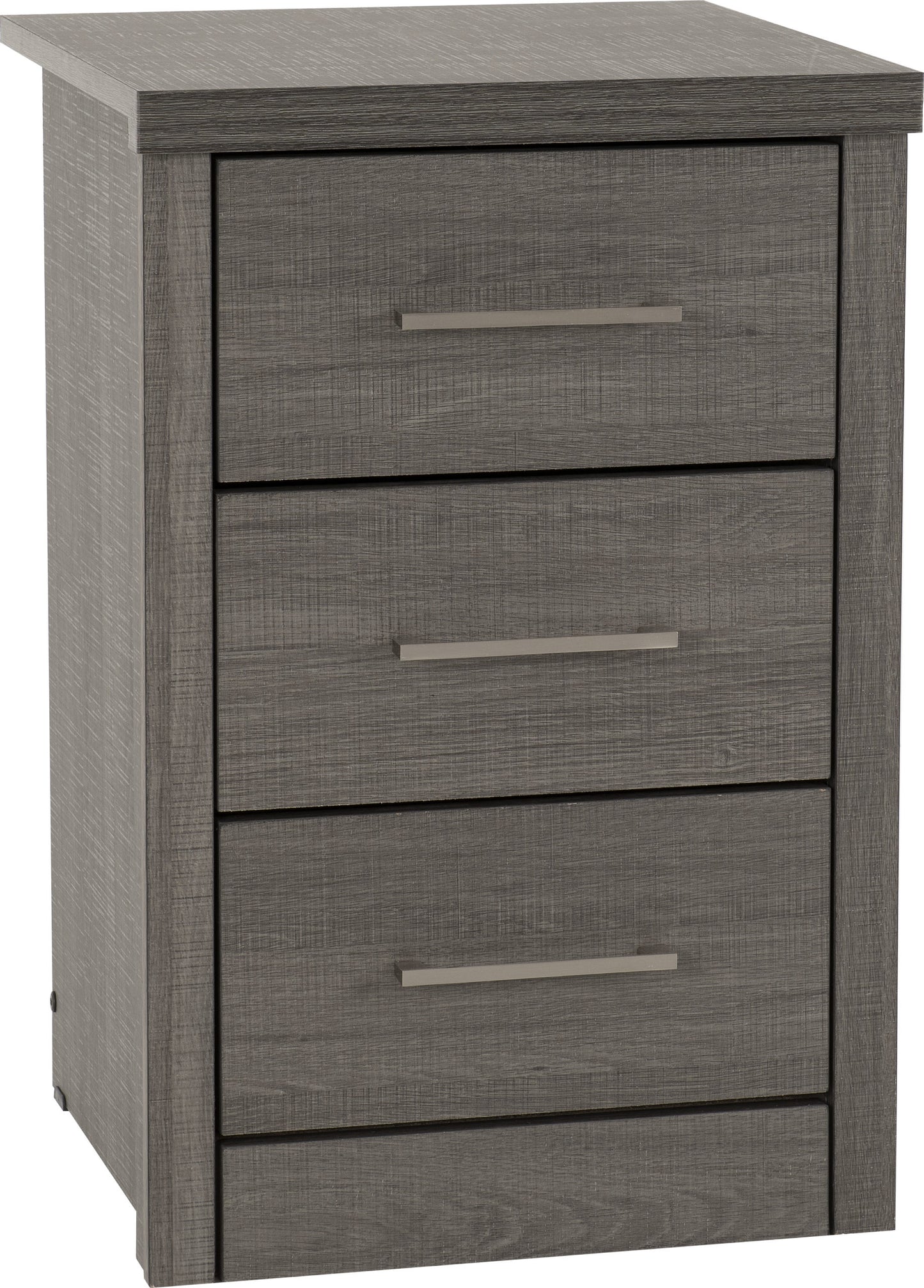 LSB 3 Drawer Bedside Chest - Black Wood Grain