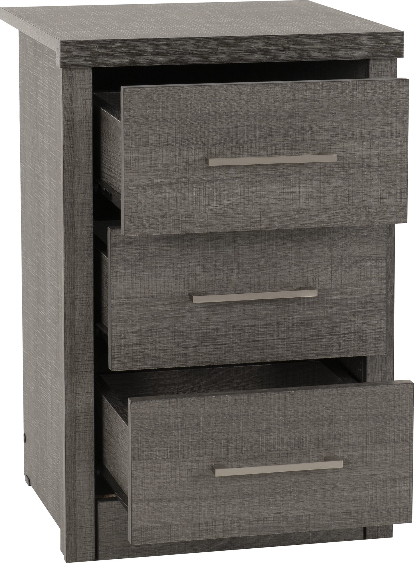LSB 3 Drawer Bedside Chest - Black Wood Grain