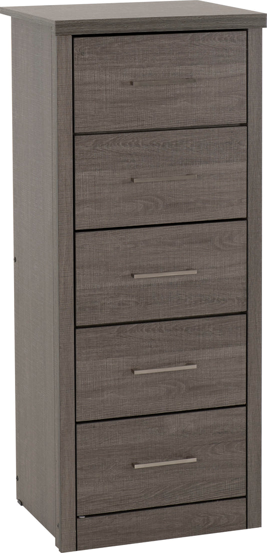 LSB 5 Drawer Narrow Chest - Black Wood Grain