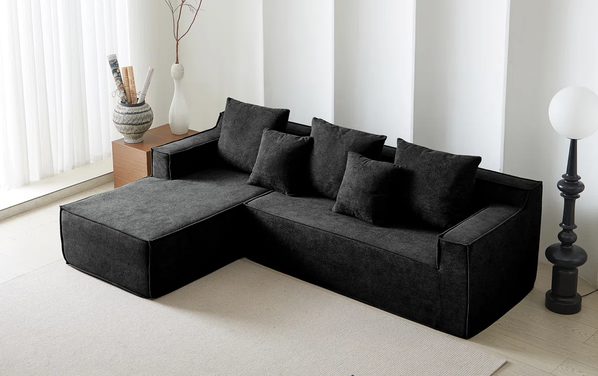 Jacob 4 Seat Black Foam Corner Sofa