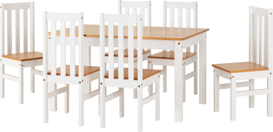 LUD 1 + 6 Seater White/Oak Lacquer Dining Set
