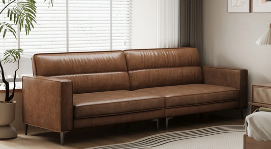 Georgia 4 Seat Brown Real Leather Sofa
