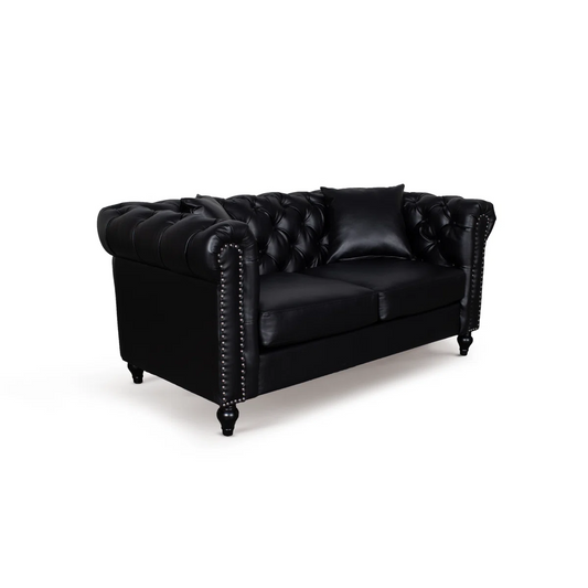 Lauren 2 Seat Black Faux Leather Sofa