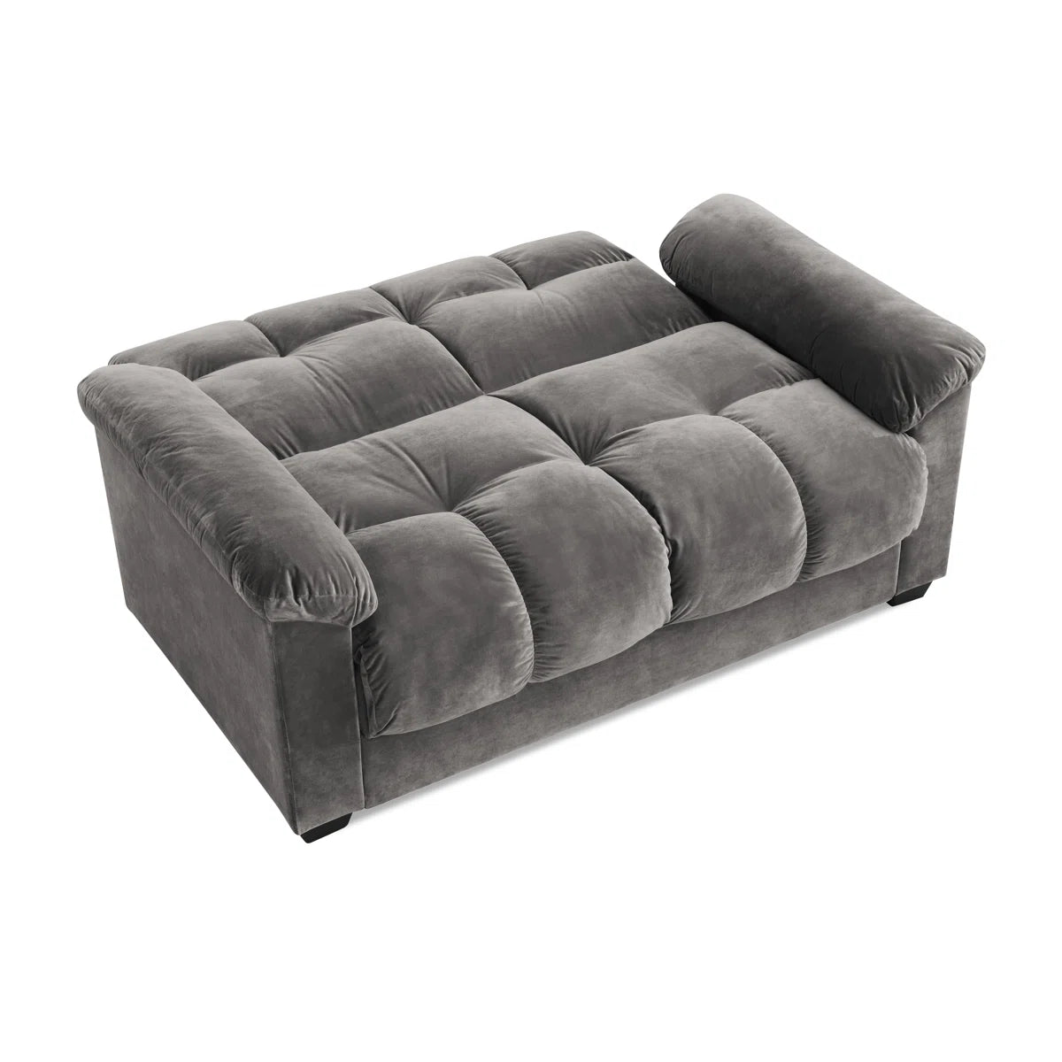 Layman 2 Seat Grey Velvet Clic Clac Storage Sofa Bed