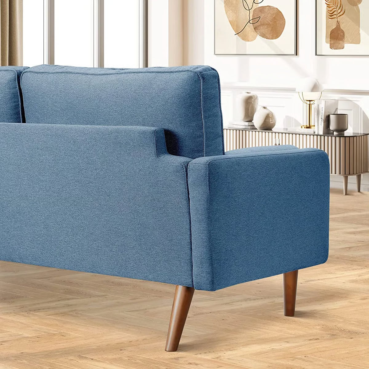 Liberty 3 Seater Blue Linen Sofa