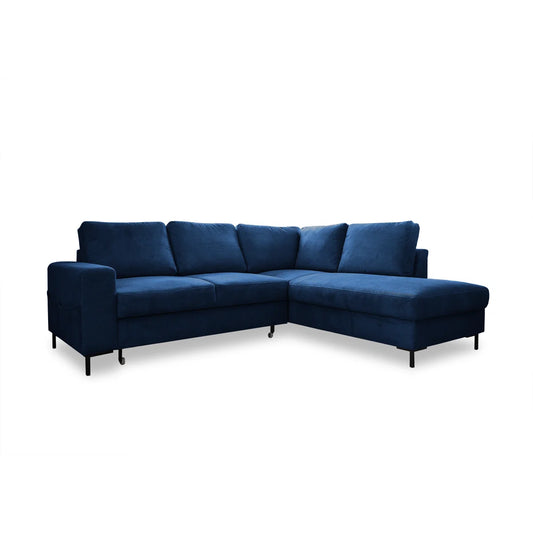 Poppy 6 Seat Blue Upholstered Corner Sofa Bed