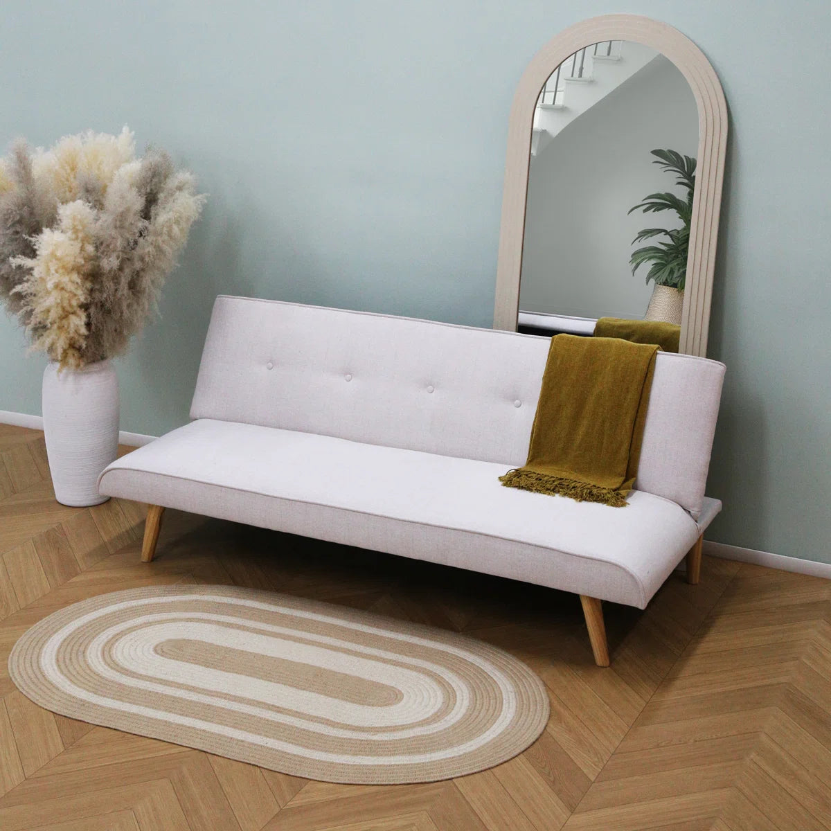 Sofia 3 Seat Oatmeal Linen Clic Clac Sofa Bed