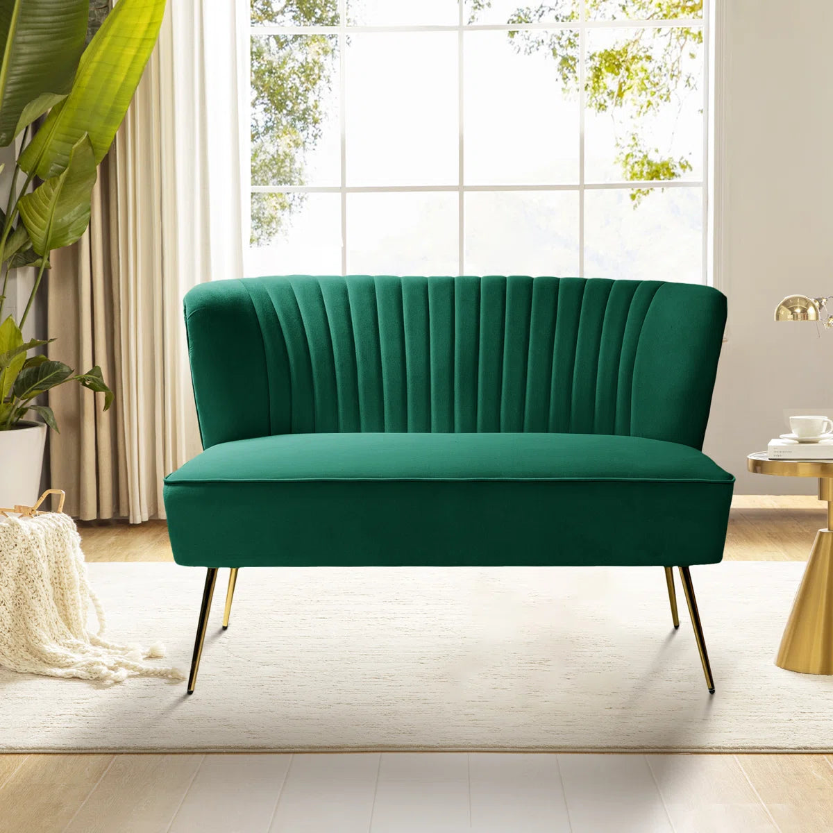 Lynette 2 Seat Green Velvet Loveseat