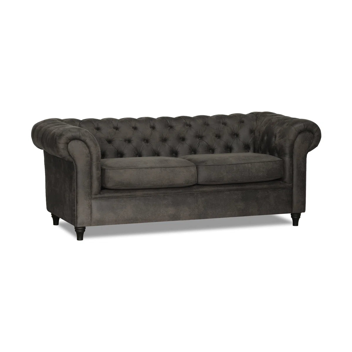 Littleton 3 Seat Dark Grey Faux Leather Chesterfield Sofa