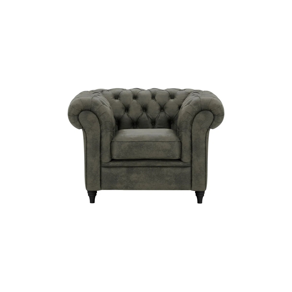 Littleton Dark Grey Faux Leather Chesterfield Armchair