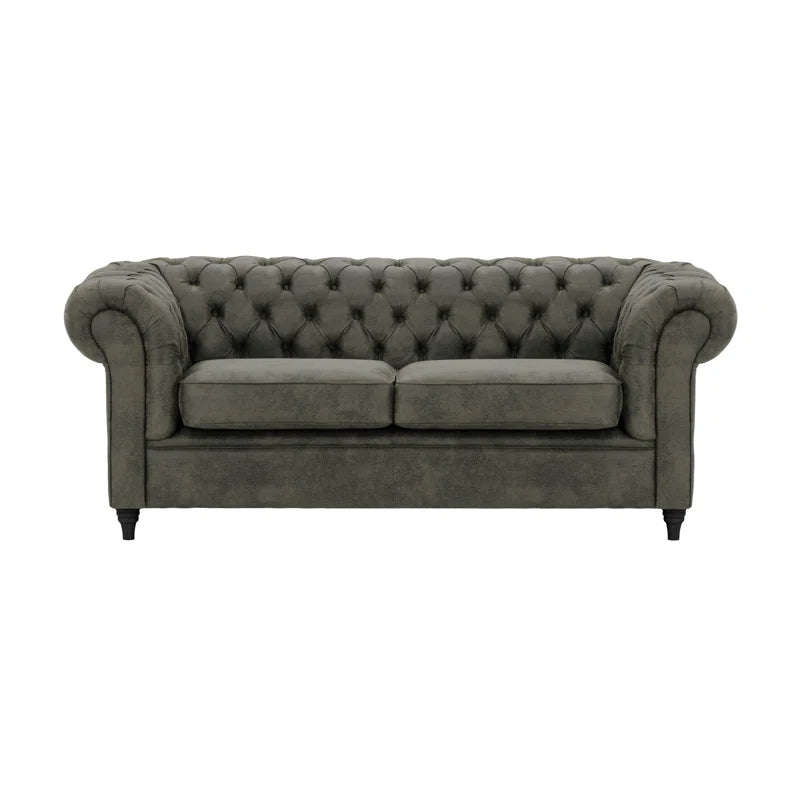 Littleton 3 Seat Dark Grey Faux Leather Chesterfield Sofa
