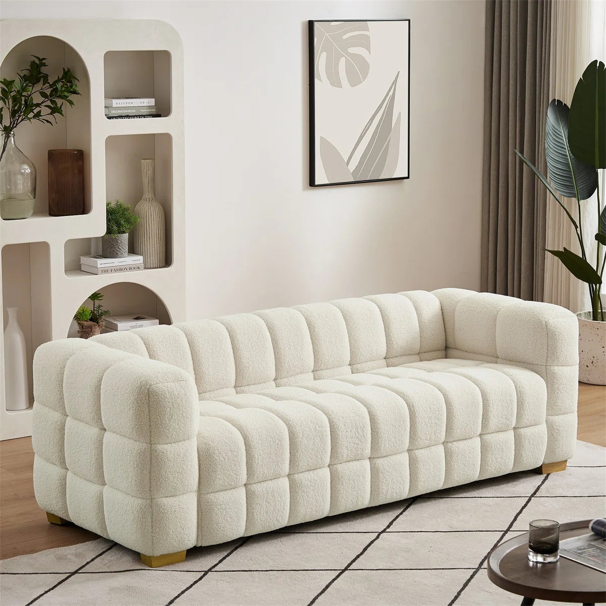 Bubble 3 Seat Cream Teddy Fleece Sofa