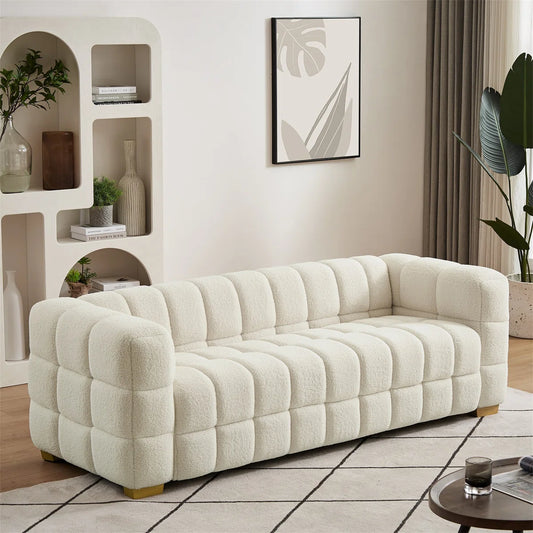 Bubble 3 Seat Cream Teddy Fleece Sofa