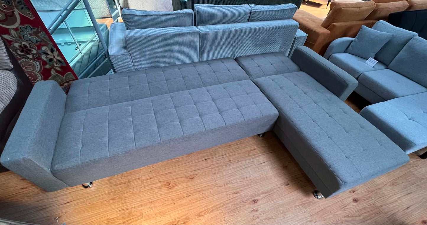 Lucas 4 Seat Grey Upholstered Reversible Chaise Clic Clac Corner Sofa Bed