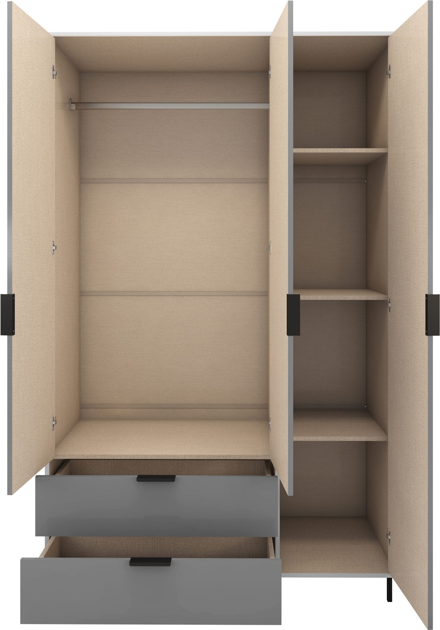 MDD 3 Door 2 Drawer Mirrored Wardrobe