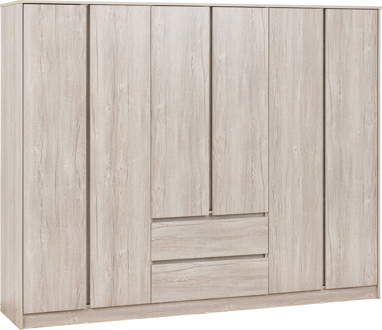 MLV 6 Door Wardrobe 2 Drawer - Urban Snow