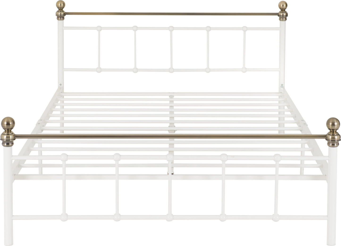 MLBR 4ft6" Double White Metal Bed