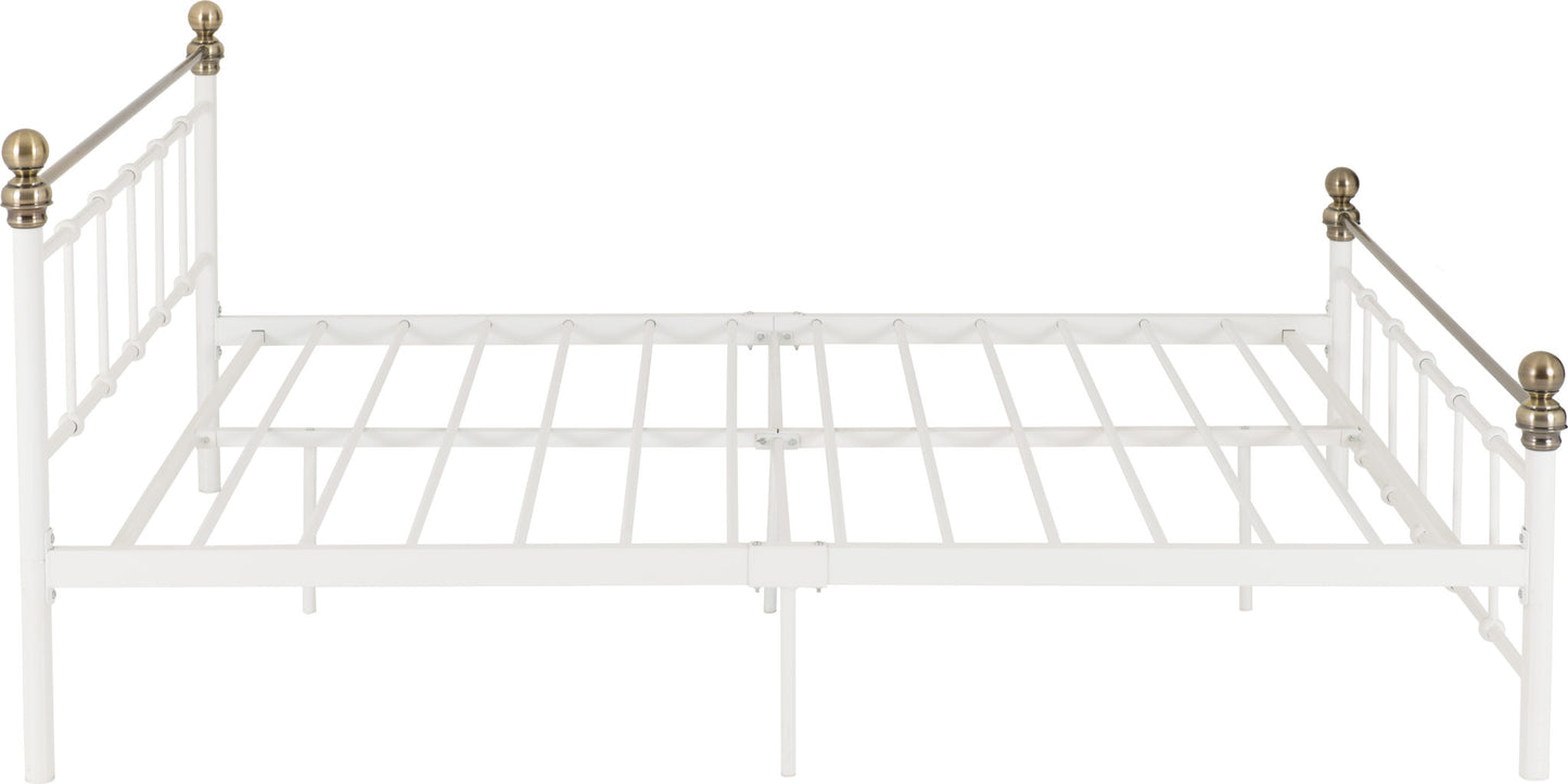MLBR 4ft6" Double White Metal Bed