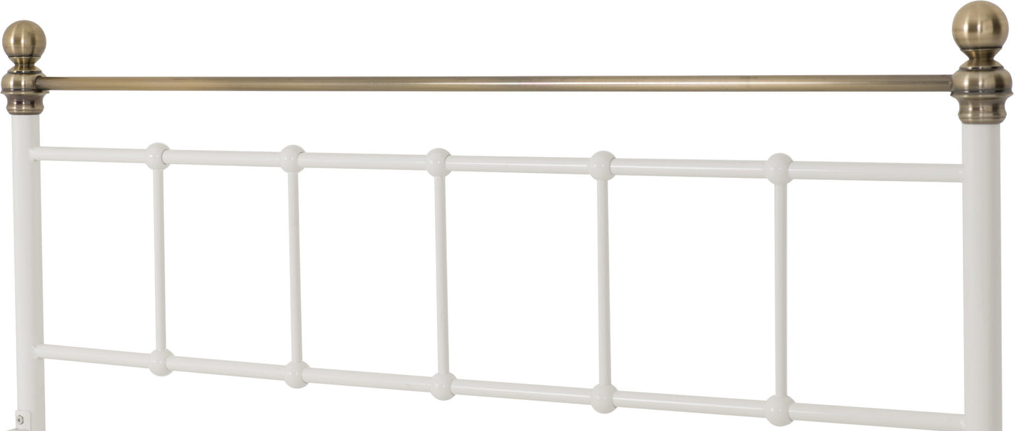 MLBR 4ft6" Double White Metal Bed