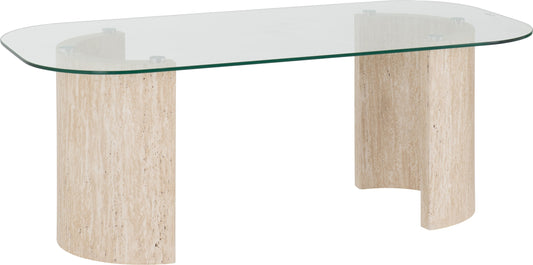 MOD Glass & Cream Marble Effect  Coffee Table