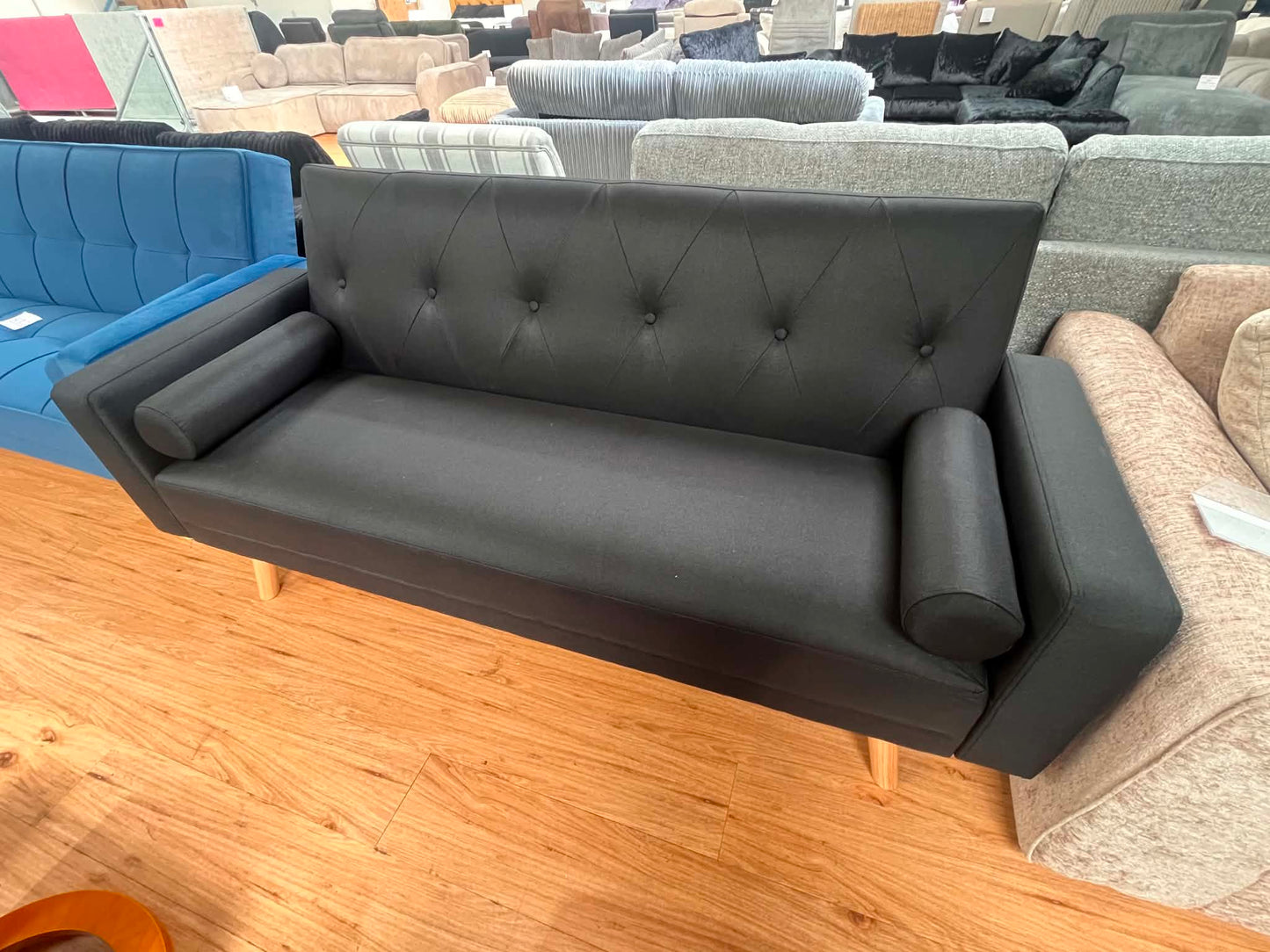Madonna 3 Seat Black Upholstered Clic Clac Sofa Bed